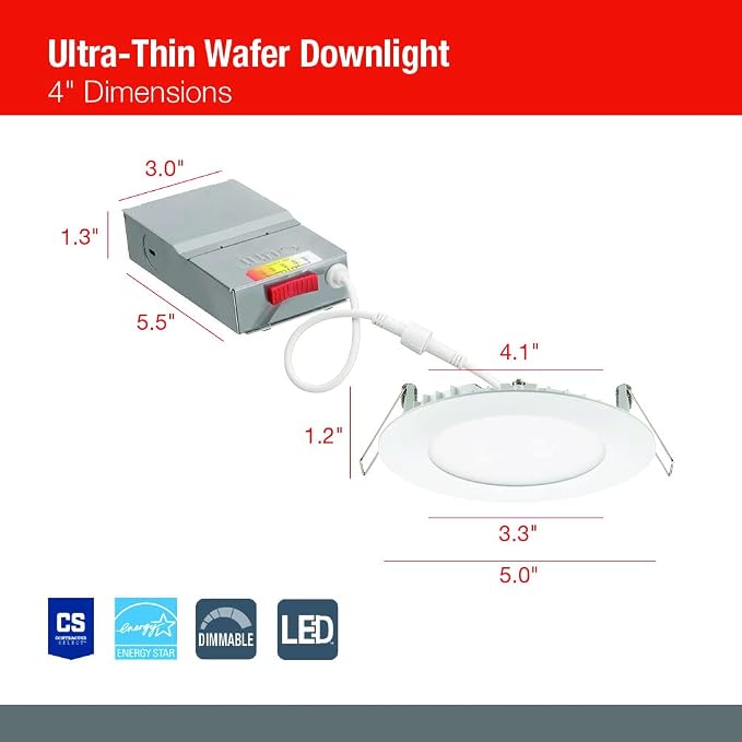 Juno WF4 SWW5 90CRI BN M6 Round LED Wafer Downlight, 120 Volts