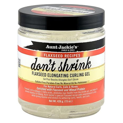Aunt Jackie's Flaxseed Recipes Don't Shrink Elongating Hair Curling Gel for Natural Curls, 15 fl. oz.
