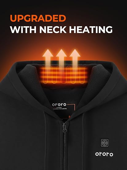 ORORO Men's Heated Hoodie with Battery Pack, Large, Black