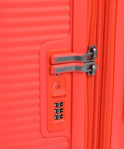 American Tourister Soundbox 4-Rollen Trolley neon orange