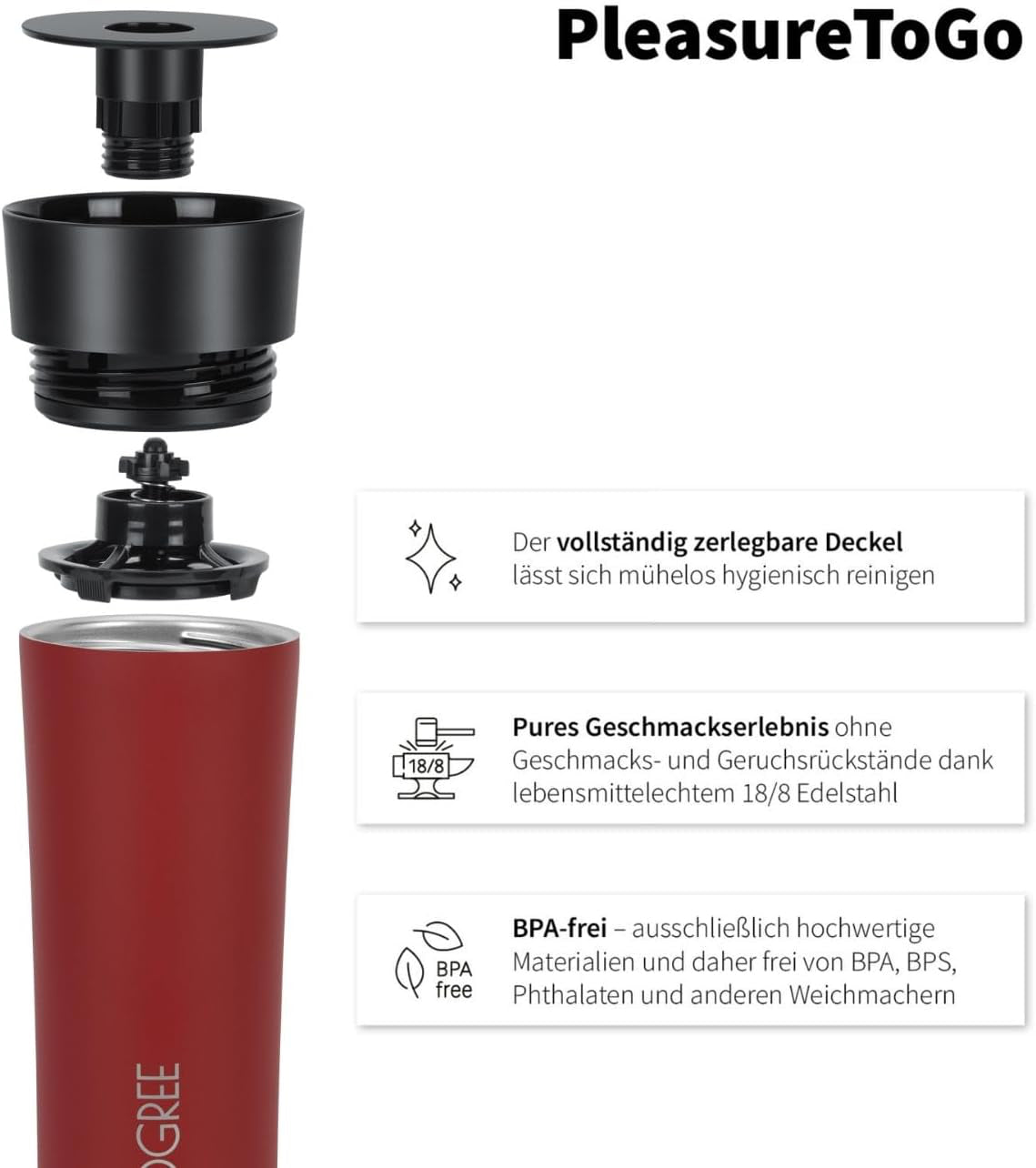 PleasureToGo 2.0 - Edelstahl Thermo-Kaffeebecher