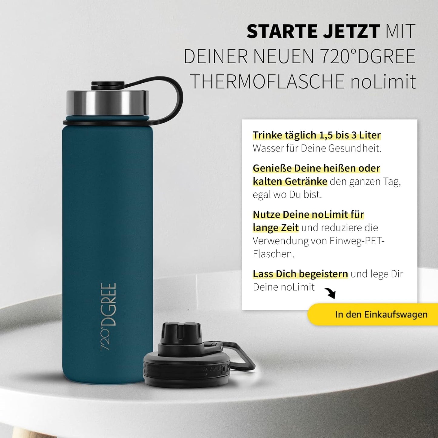 noLimit | Isolier Trinkflasche aus Edelstahl inkl. Sportdeckel