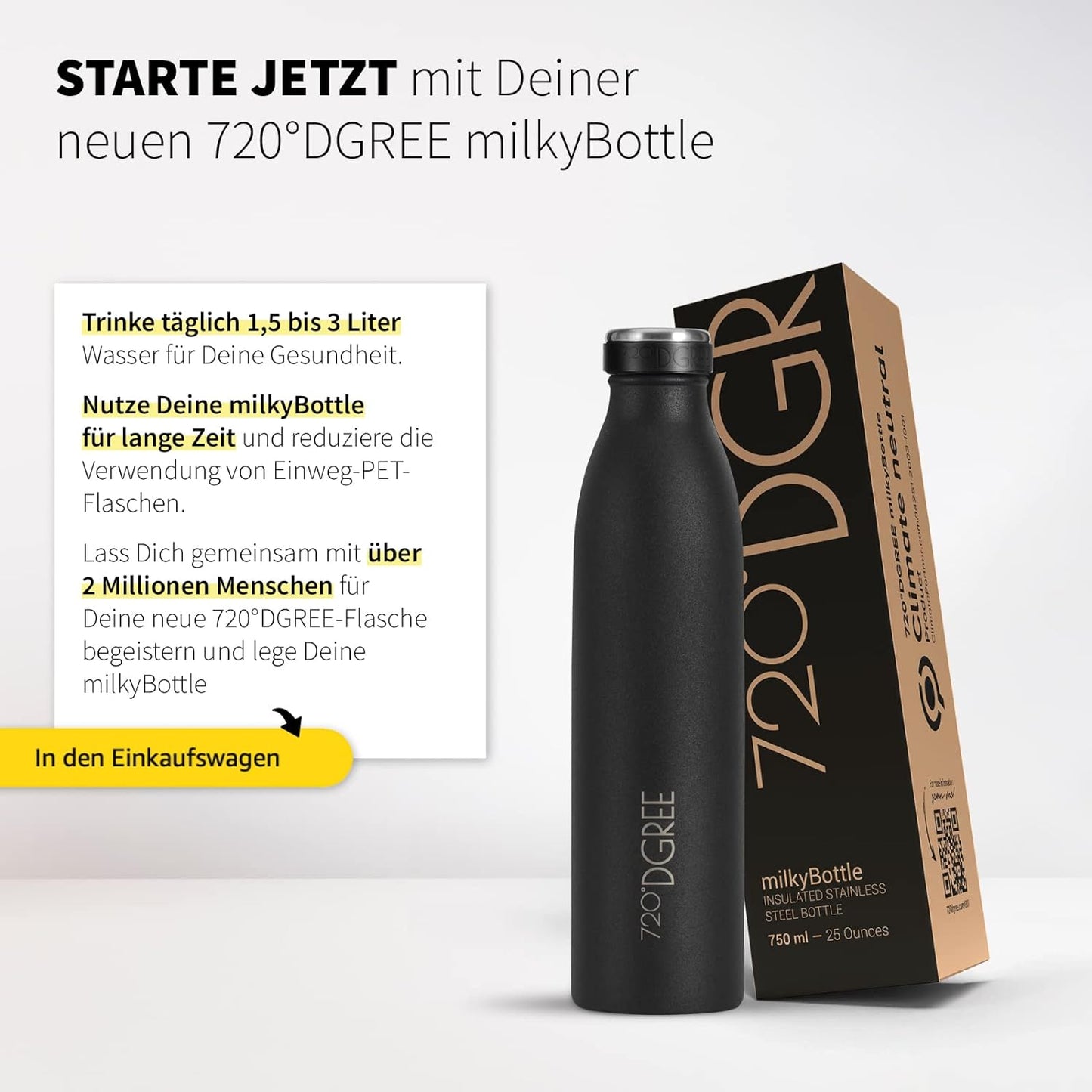 milkyBottle | Elegante & stylische Isolierflasche aus Edelstahl