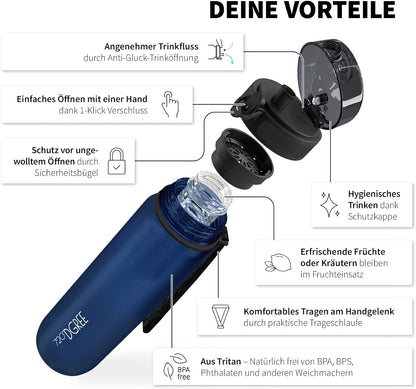 uberBottle Trinkflasche | softTouch Fruchtbehälter