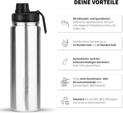 noLimit | Isolier Trinkflasche aus Edelstahl inkl. Sportdeckel