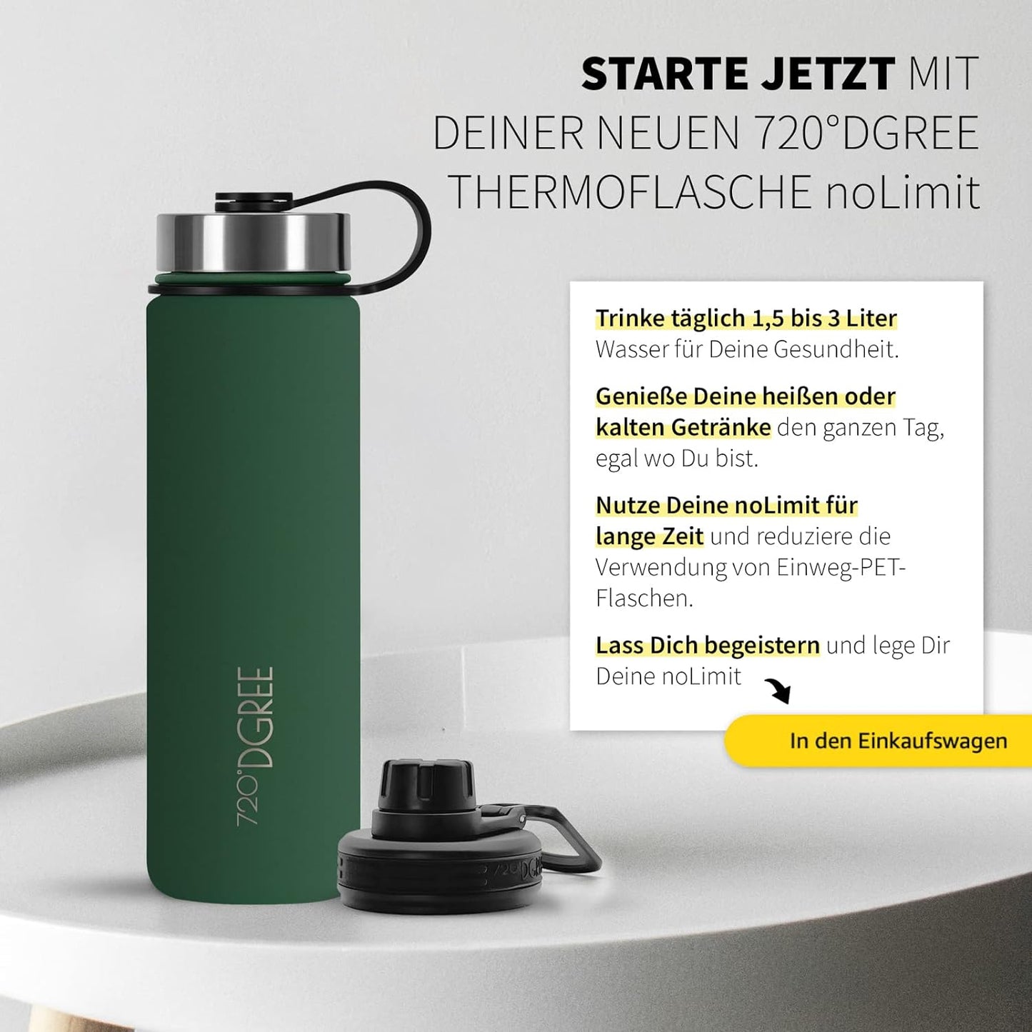noLimit | Isolier Trinkflasche aus Edelstahl inkl. Sportdeckel