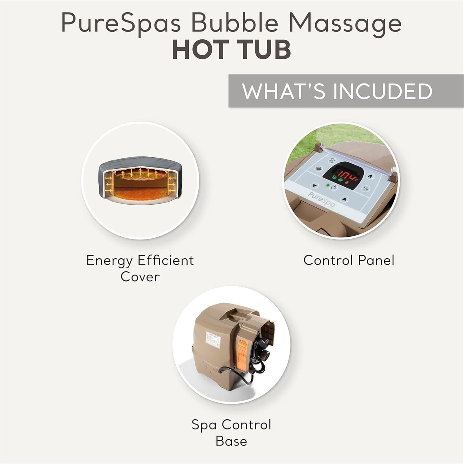 Intex: PureSpa: Sahara Tan Inflatable Hot Tub Set – 6 Person – 85″ Round Outdoor Heated Bubble Spa, Jet Massage, Cover, Hard Water Treatment System - Image 5