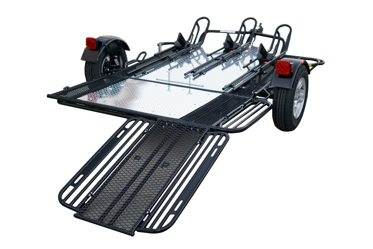 Stand, Store or Roll Ride-Up 3-Rail Motorcycle Trailer - Image 8