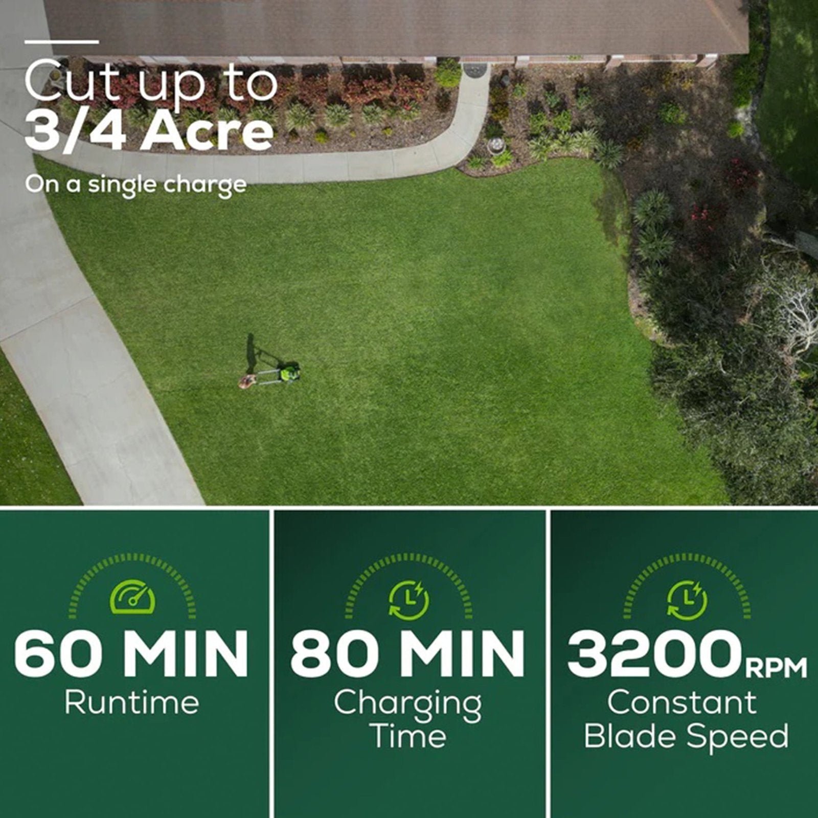 Greenworks 60V 21″ Brushless Self-Propelled Battery Powered Lawn Mower + (2) 4.0Ah Batteries & Dual Port Charger - Image 5