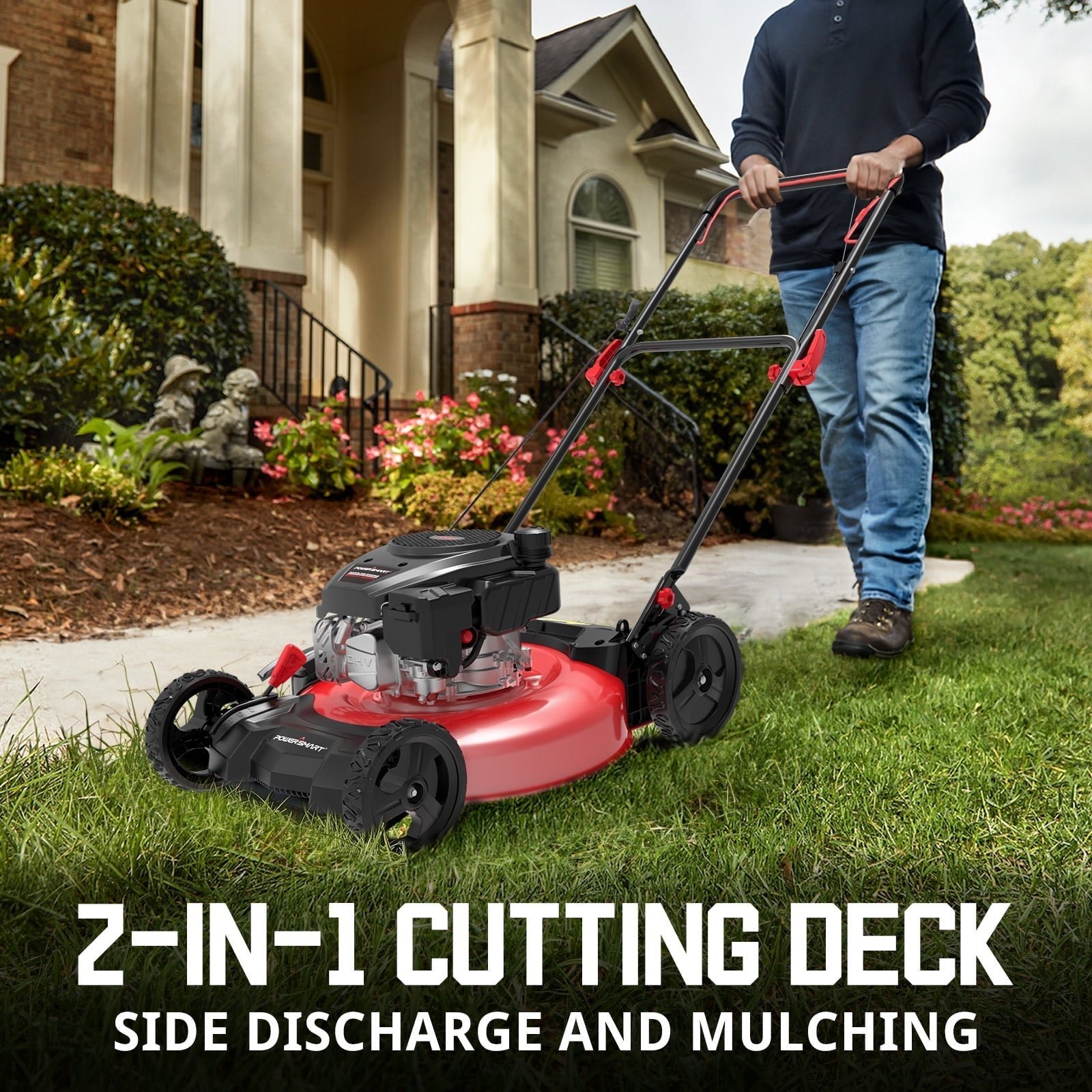PowerSmart 21 in. Gas Push Lawn Mower, 144cc 2-in-1 Side Discharge - Image 5