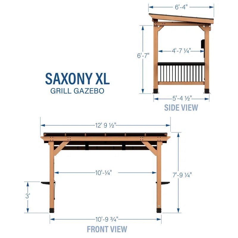 Saxony Xl 13 Ft. W X 6.5 Ft. D Solid Wood Grill Gazebo - Image 4