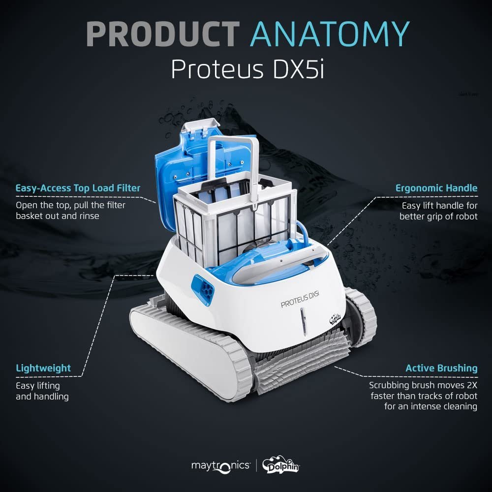 Dolphin Proteus DX5i Wi-Fi Robotic Pool Cleaner with Waterline Scrubber – For Pools up to 50 ft - Image 2