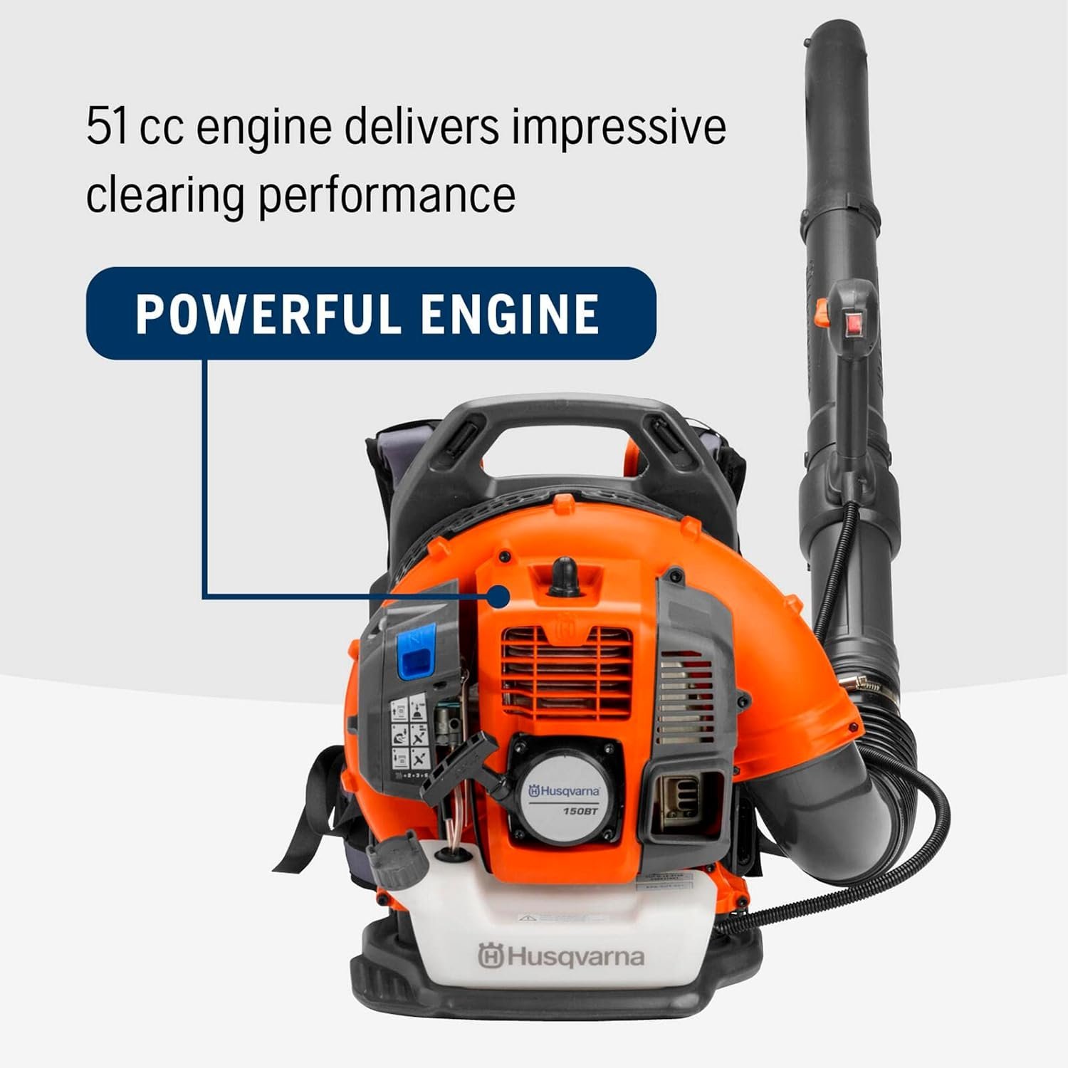 Husqvarna 150BT Gas Backpack Leaf Blower 51cc, 765 CFM, 270 MPH - Image 3