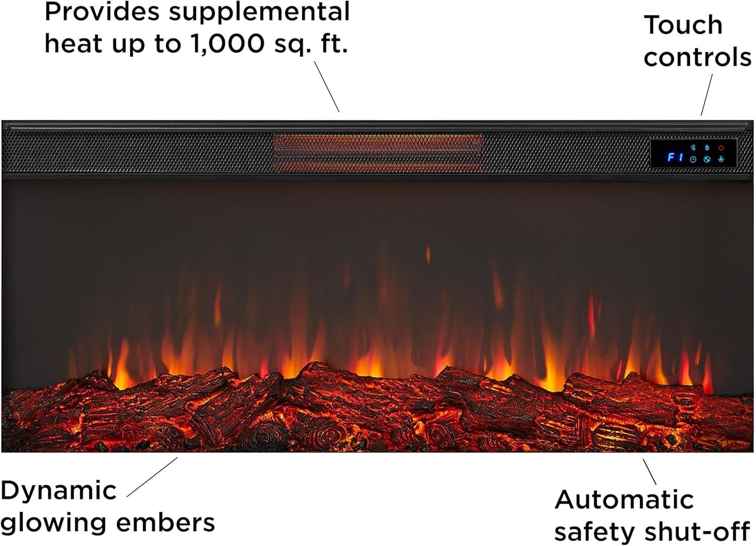 Real Flame Malie 68″ Electric Fireplace with Mantel & Remote Control - Image 8