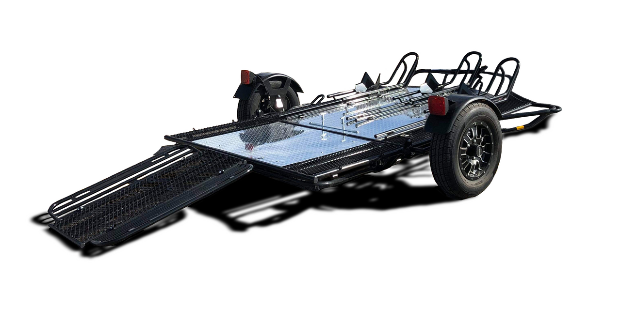 Stand, Store or Roll Ride-Up 3-Rail Motorcycle Trailer - Image 9