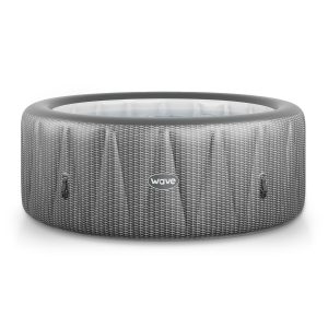 Wave Atlantic 6-Person Inflatable Hot Tub | Integrated Eco Heater | 130 Aquajet Massage System | Anti-Freeze Protection | Quick 15-Minute Setup | Gray Rattan