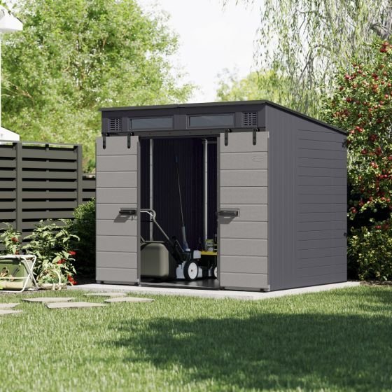 Suncast Modernist® 8 ft. x 7 ft. Dual Barn Door Storage Shed - Image 5