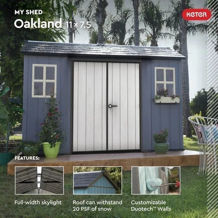 Oakland 11 ft. W x 7.5 ft. D Plastic Storage Shed - Image 13