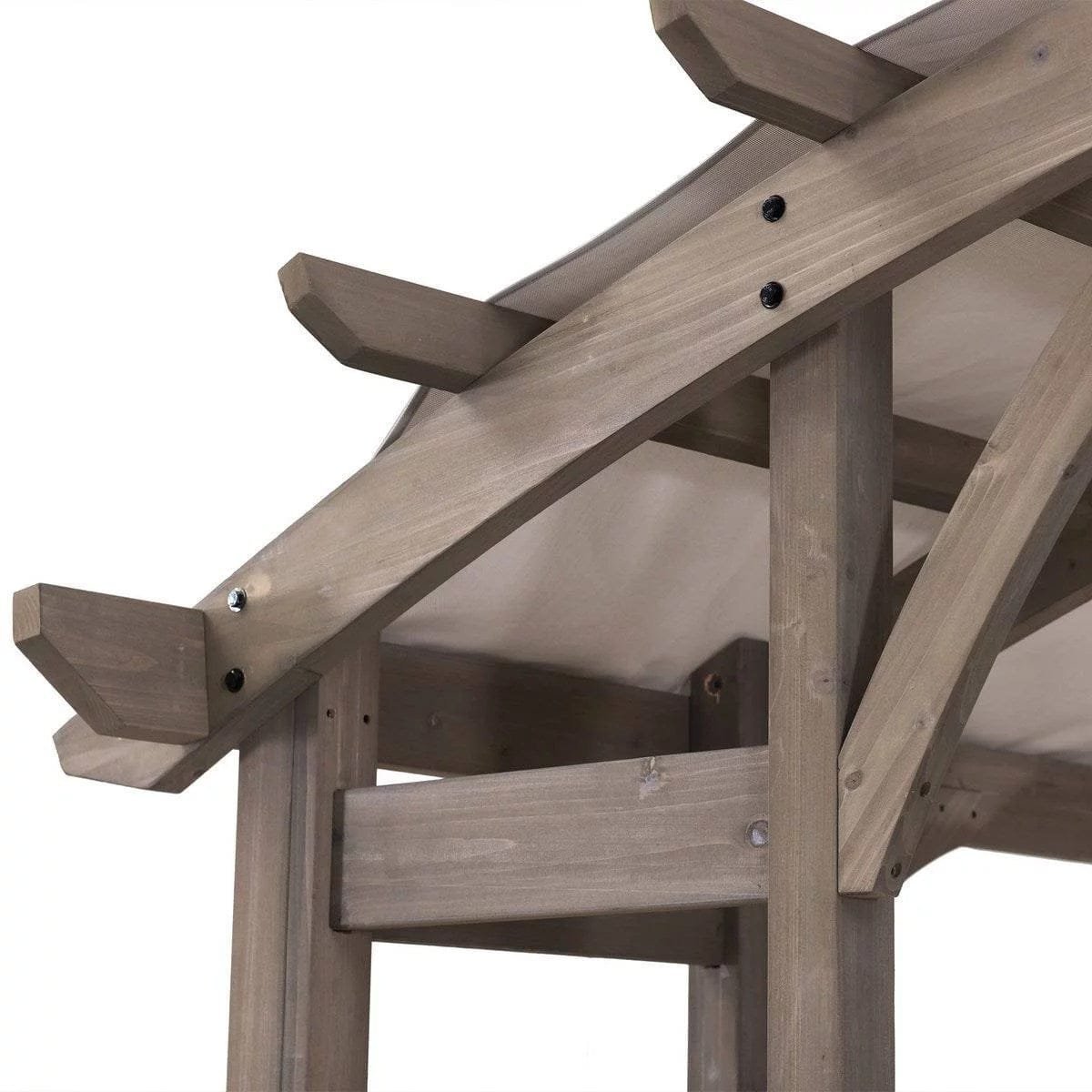 SummerCove 10 ft. x 14 ft. Light Gray Cedar Frame Arched Pergola with Shelves - Image 8