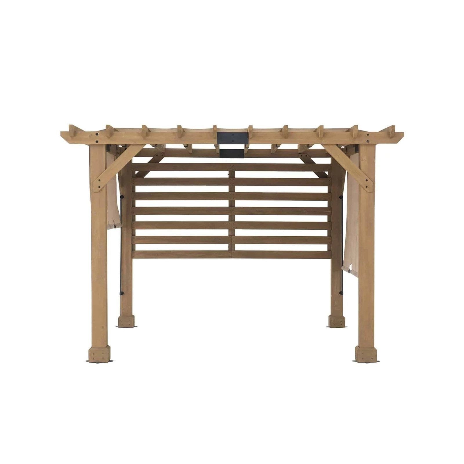 SummerCove 11 ft. x 10 ft. Tan Cedar Frame Wood Pergola with Adjustable Canopy - Image 11
