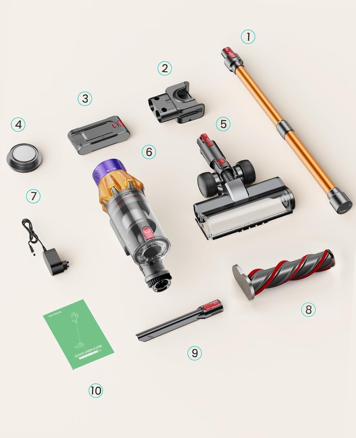 Cordless Vacuum Cleaner, 550W 45KPA 60 Mins Runtime Self-Standing Vacuum - Image 4