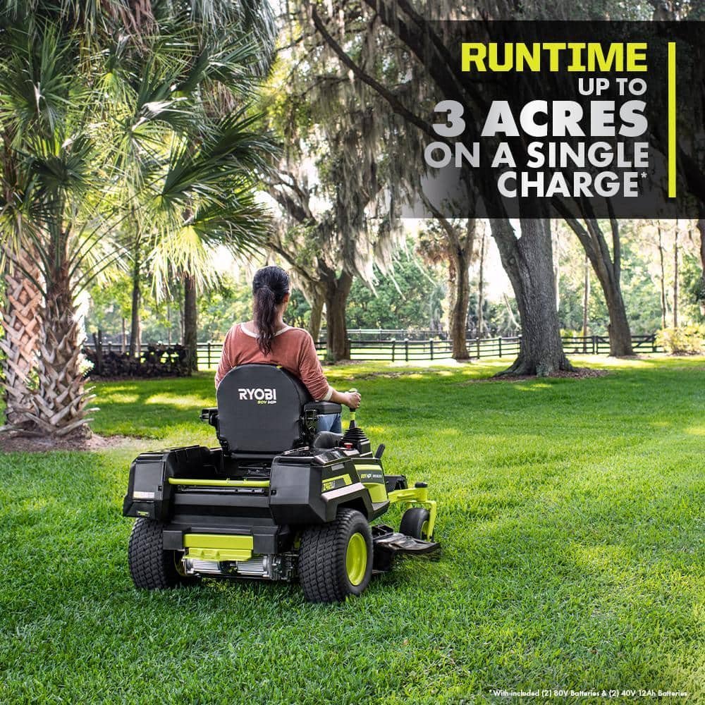 RYOBI 80V HP Brushless 42 in. Battery Electric Cordless Zero Turn Riding Mower Batteries and Charger 80V Batteries 40V - Image 9