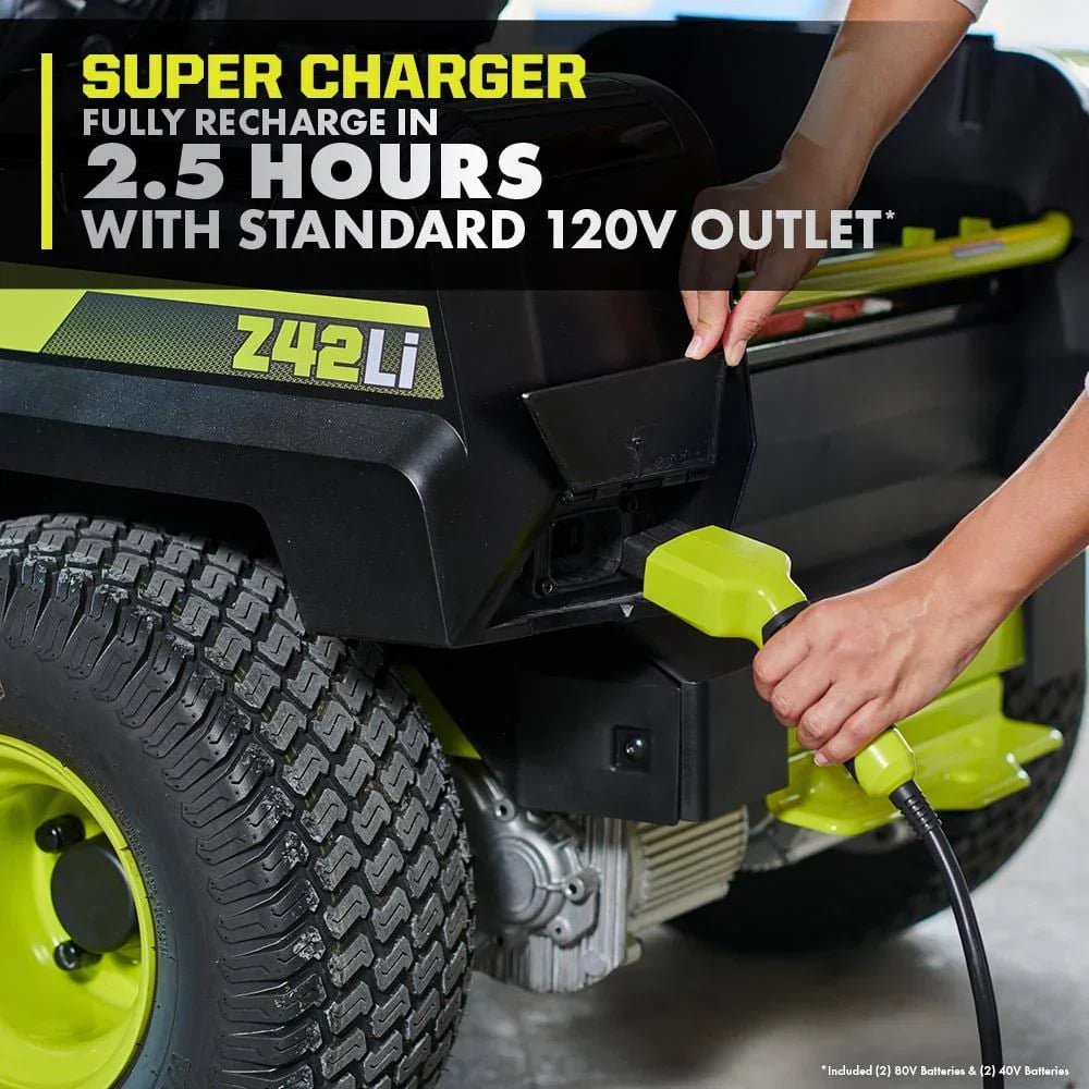RYOBI 80V HP Brushless 42 in. Battery Electric Cordless Zero Turn Riding Mower Batteries and Charger 80V Batteries 40V - Image 3