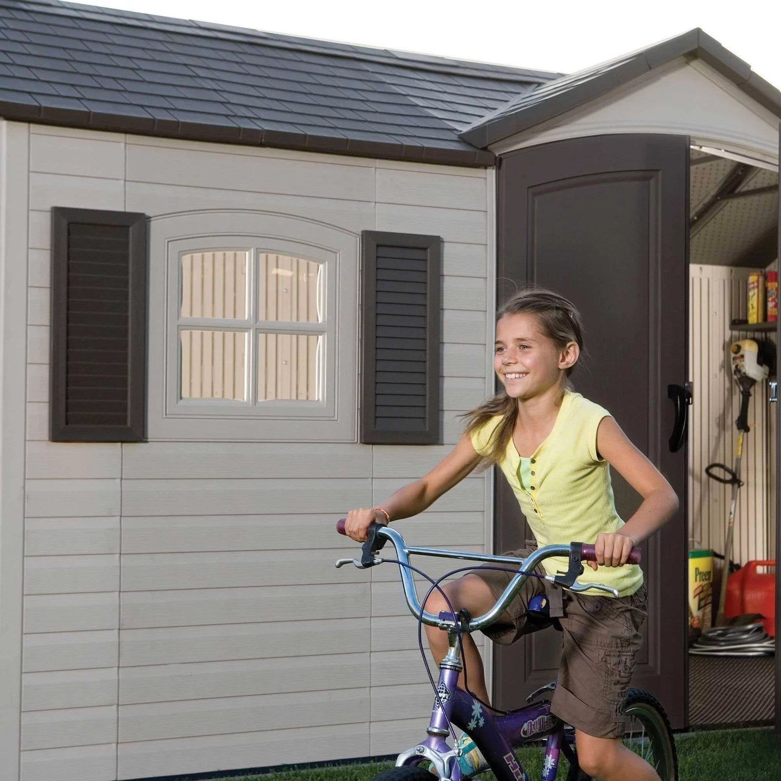 Lifetime 15 ft. x 8 ft. Outdoor Garden Storage Shed with Double Doors & Skylights - Image 6